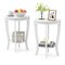 Costway 2 PCS 2-Tier End Table 18'' Round Compact Sofa Side Nightstand with Storage Shelf Espresso/White